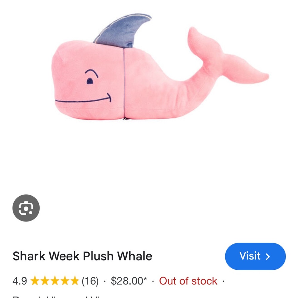 Vineyard Vines Shark Week Jaws Plush Whale Stuffed Animal Toy RARE collectors